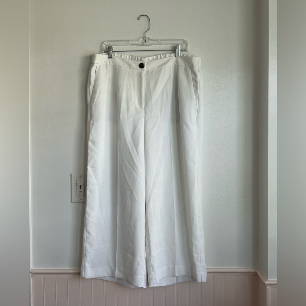 NWT Chico’s White Cropped Wide Leg Pants Size 16 Classic Nautical Coastal - Picture 2 of 7